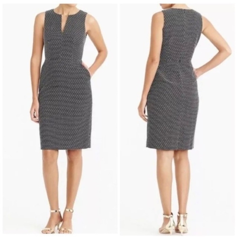 J. Crew polka dot Monochrome Geometric Midi Dress